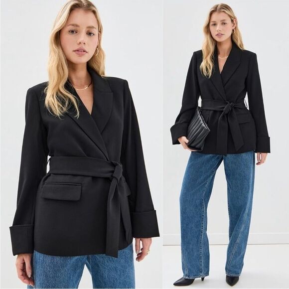 Favorite Daughter Jackets & Blazers - Favorite Daughter The Adrienne Black Belted Structured Blazer